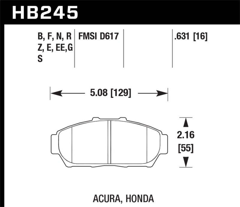Hawk Performance HB245B.631 Hawk 1997-2001 Acura Integra GS HPS 5.0 Front Brake Pads