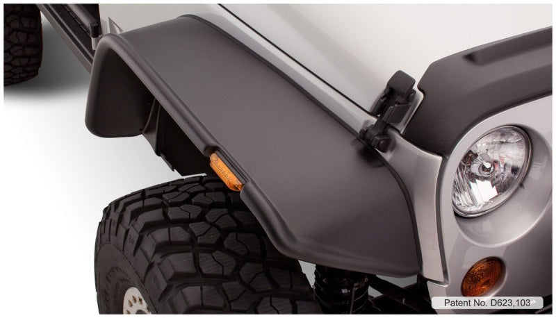 Bushwacker 10919-07 07-18 Jeep Wrangler Flat Style Flares 4pc Fits 2-Door Sport Utility Only - Black