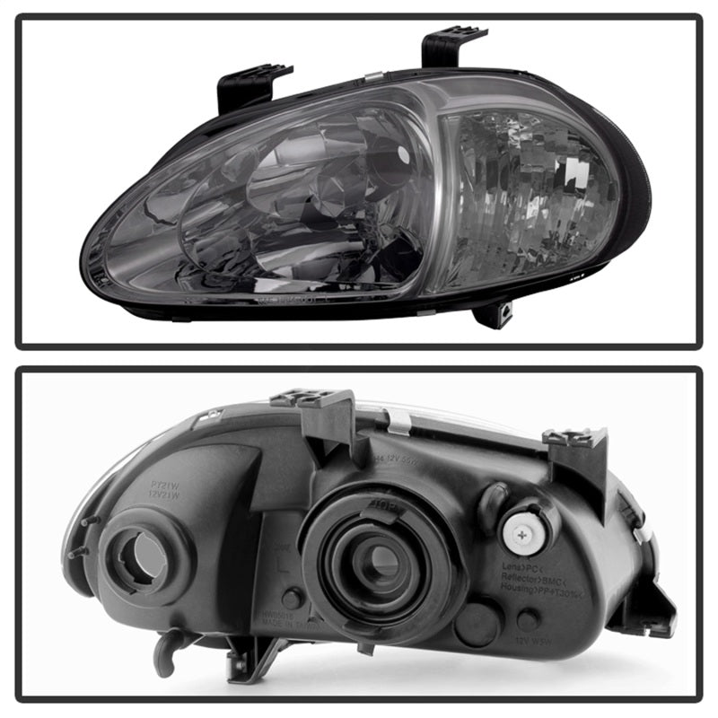 SPYDER 5013439 xTune Honda Del Sol 93-97 1Pc Crystal Headlights Smoke HD-ON-HDEL93-1P-SM