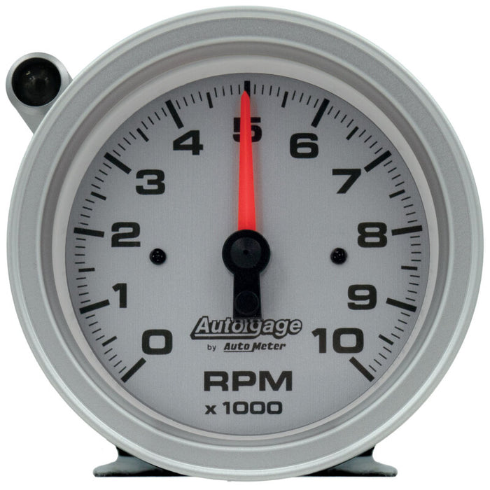 AutoMeter 233909 Tachometer Gauge 10K RPM 3 3/4in Pedestal w/Ext. Shift-Light - Silver Dial/Black Case
