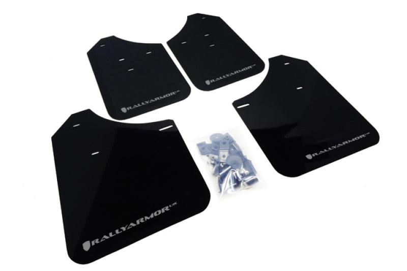 Rally Armor MF1-UR-BLK/SIL 02-07 Subaru WRX/STI/RS/2.5i (Wagons Req. Mod.) Black UR Mud Flap w/Silver Logo