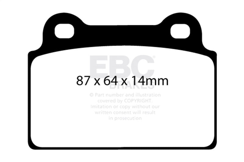 EBC DP41985R 08-16 Mitsubishi Lancer Evo 10 2.0 Turbo (1 piece rotor) Yellowstuff Rear Brake Pads