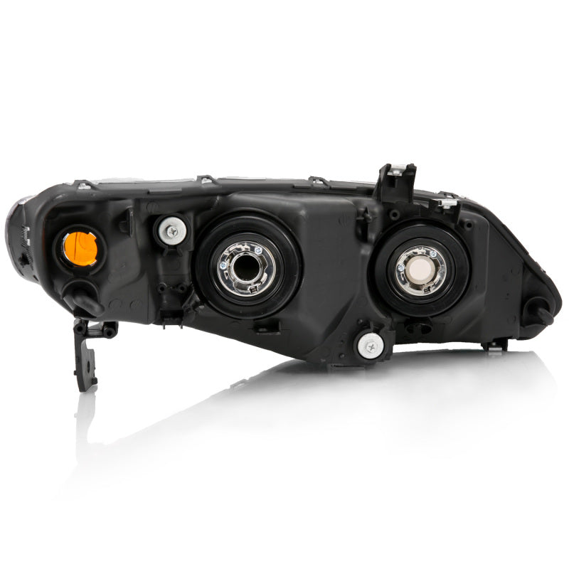 ANZO 121547 2006-2011 Honda Civic 4 Door Crystal Headlight Black Amber (OE Replacement)