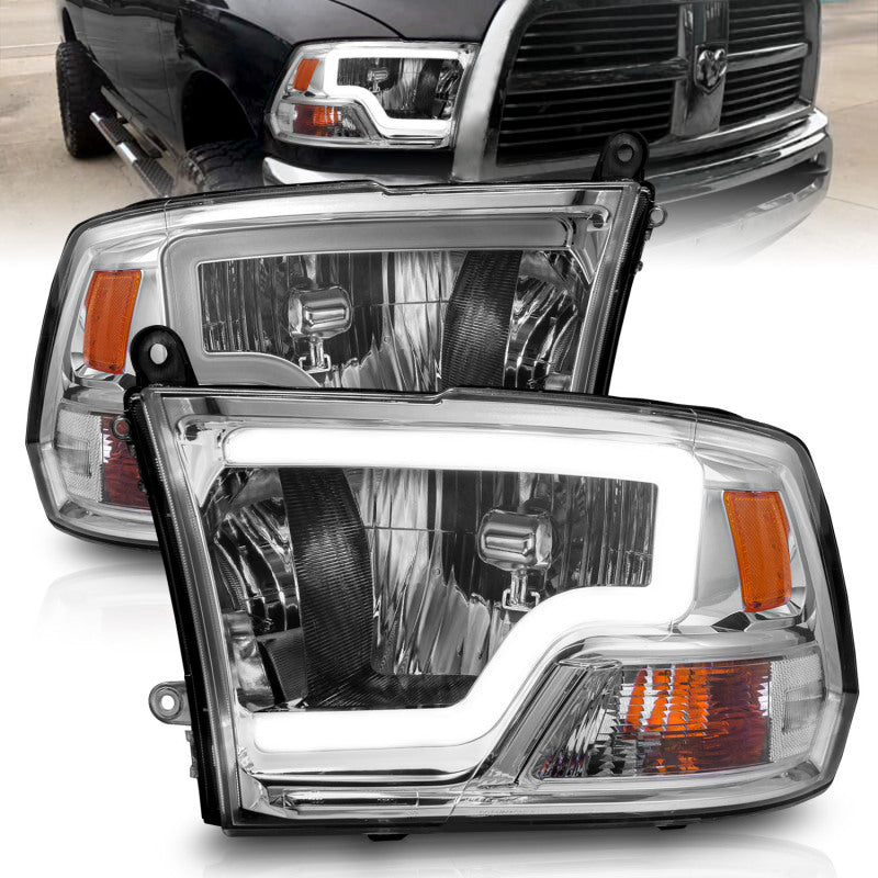 ANZO 111516 2009-2018 Dodge RAM 1500/ 2500/ 3500 Crystal Headlights w/ Light Bar Chrome Housing
