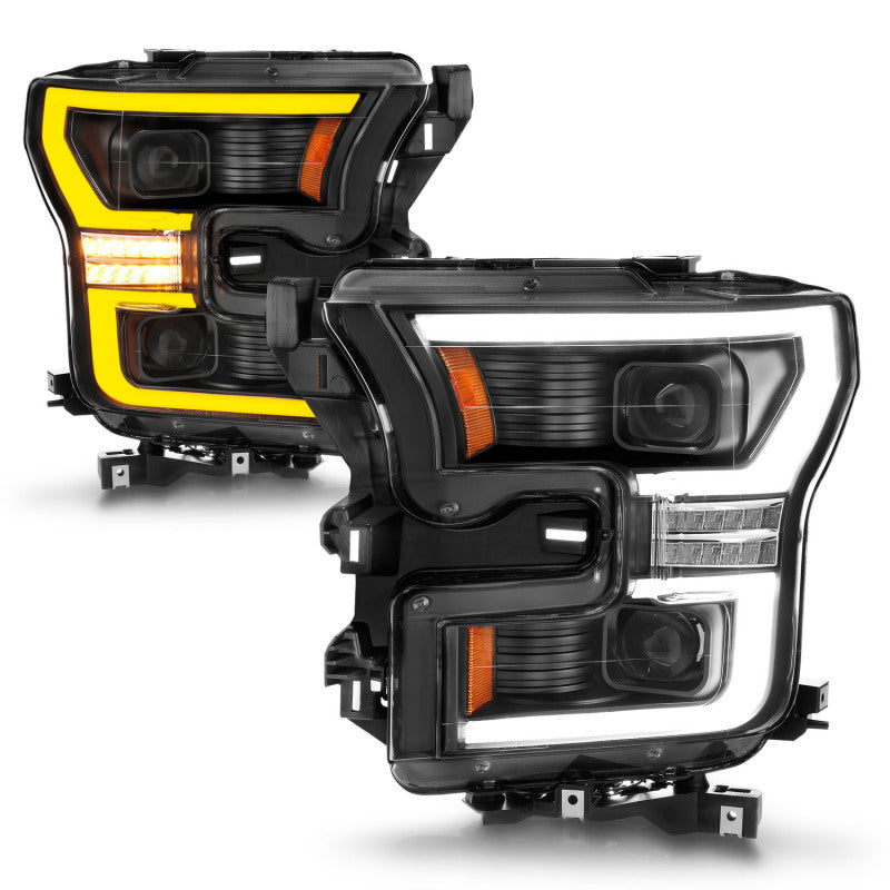 ANZO 111547 15-17 Ford F-150 LED Projector Headlights - w/ Light Bar Switchback Black Housing