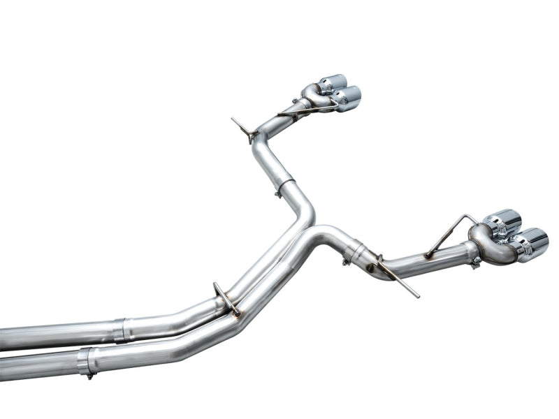 AWE Tuning 3020-42101 19-23 Audi C8 S6/S7 2.9T V6 AWD Track Edition Exhaust - Chrome Silver Tips