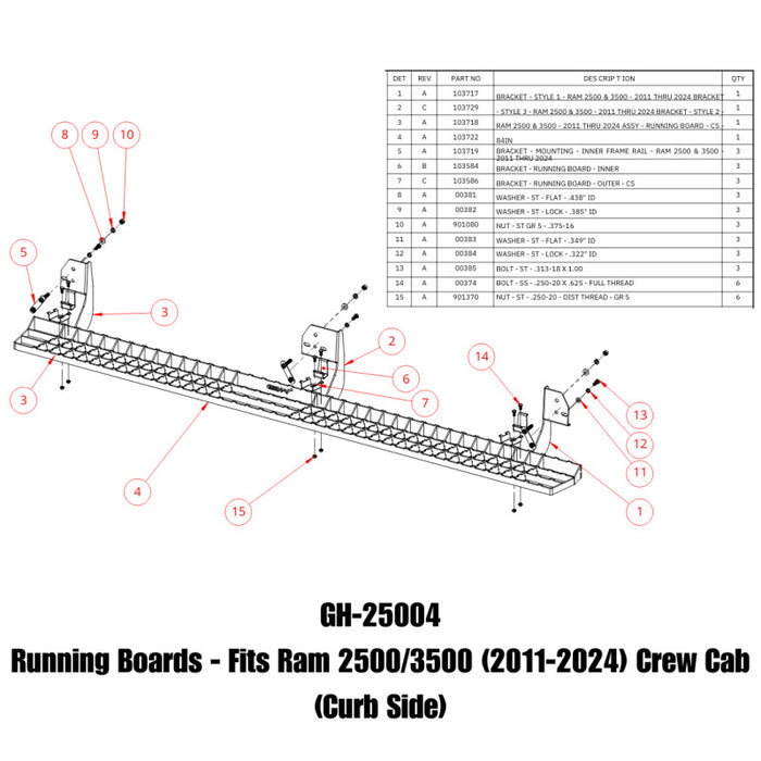 GEN-Y Hitch GH-25004 Gen-Y 11-24 RAM 2500/3500 Crew Cab Running Boards