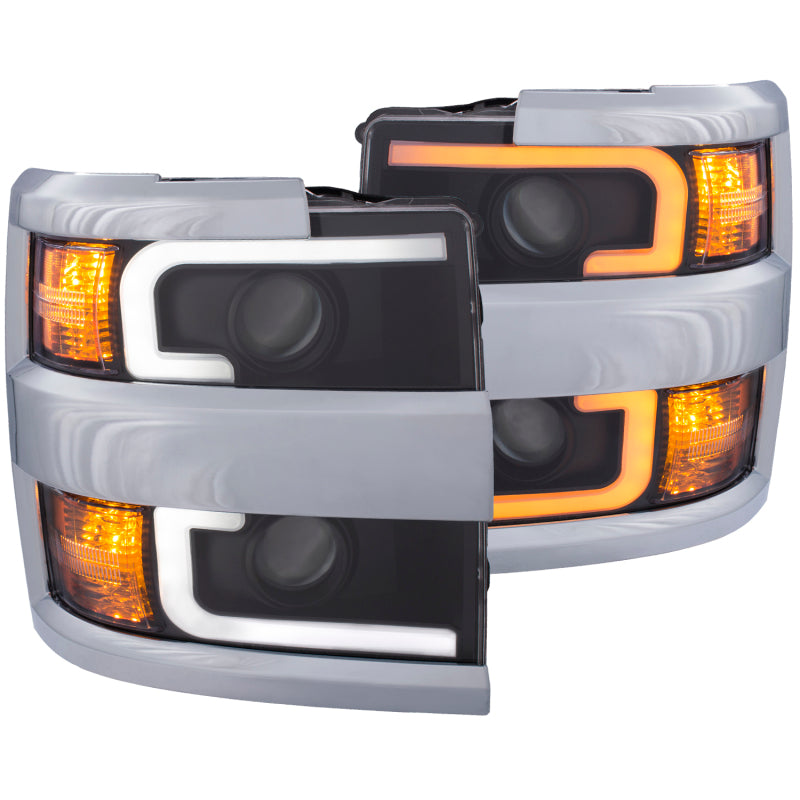 ANZO 111365 Projector Headlights 15-17 Chevrolet Silverado 2500HD / 3500HD Black w/ Chrome Rim