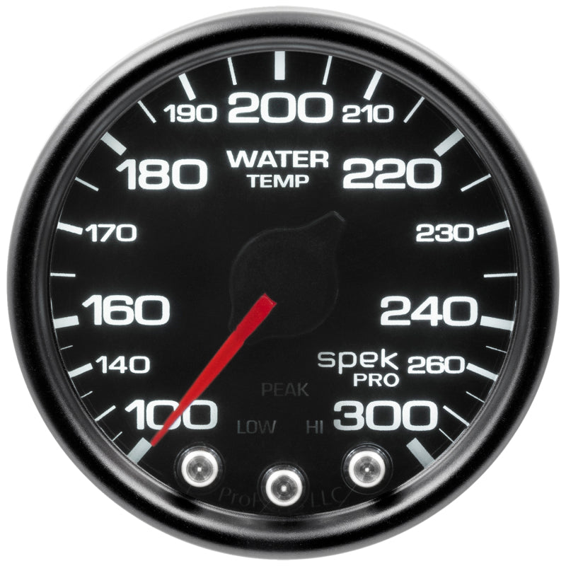 AutoMeter P34652 Autometer Spek-Pro Gauge Water Temp 2 1/16in 300f Stepper Motor W/Peak & Warn Blk/Smoke/Blk
