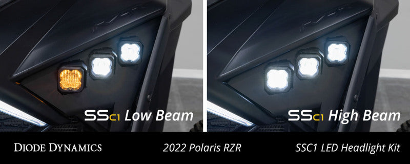 Diode Dynamics DD7644 20-Present Polaris RZR C1 Headlamp Kit Pro - White ABL (Pair)