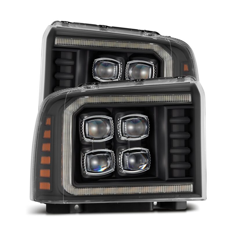 AlphaRex 880319 05-07 Ford F250/350/450/550 Super Duty NOVA LED Proj HL Blk w/Actv Light & Seq Sig + SB DRL