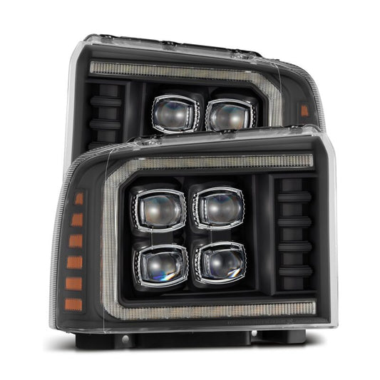 AlphaRex 880319 05-07 Ford F250/350/450/550 Super Duty NOVA LED Proj HL Blk w/Actv Light & Seq Sig + SB DRL