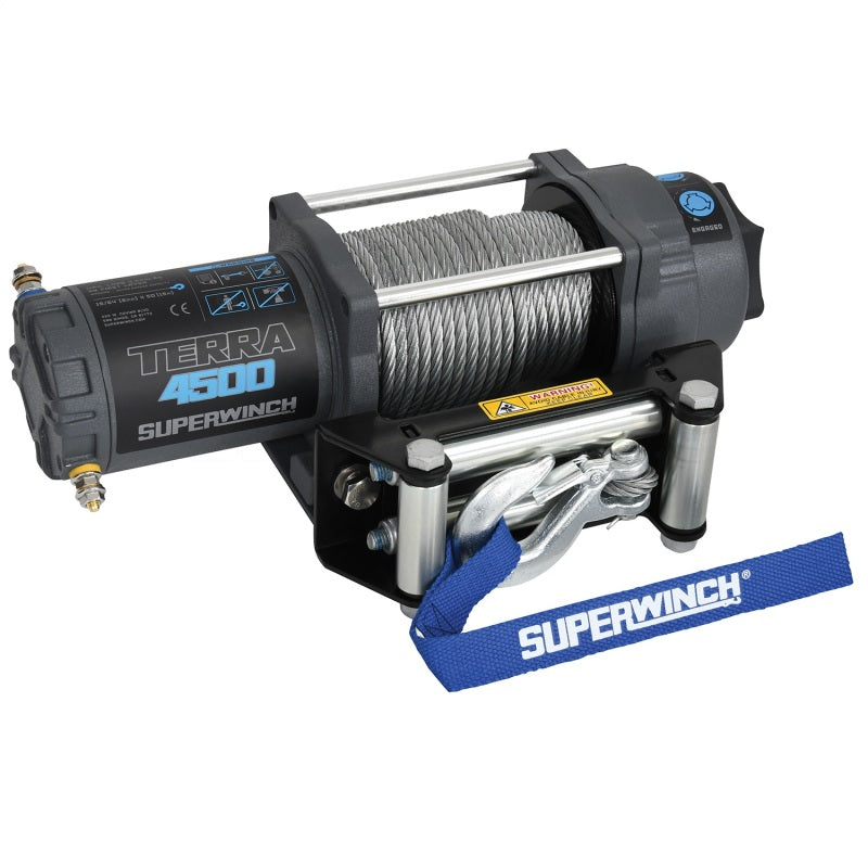 Superwinch 1145260 4500 LBS 12V DC 15/64in x 50ft Steel Rope Terra 4500 Winch - Gray Wrinkle