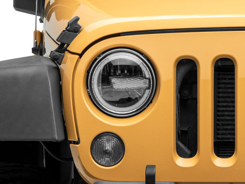 Raxiom J155018 97-18 Jeep Wrangler TJ/JK 7-Inch LED Headlights w/ Halos- Black Housing (Clear Lens)