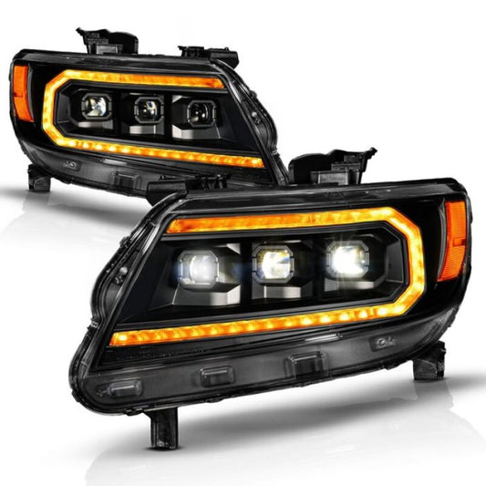 ANZO 111641 15-22 Chevy Colorado Full LED Headlights w/ Initiation (Amber DRL) - Black