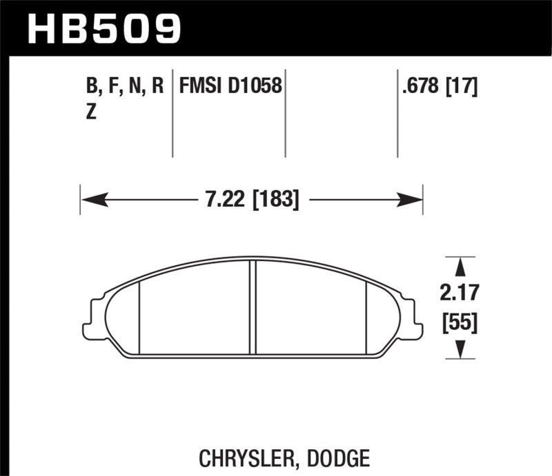 Hawk Performance HB509B.678 Hawk 2013-2014 Chrysler 200 (w/XR1 Brakes) HPS 5.0 Front Brake Pads