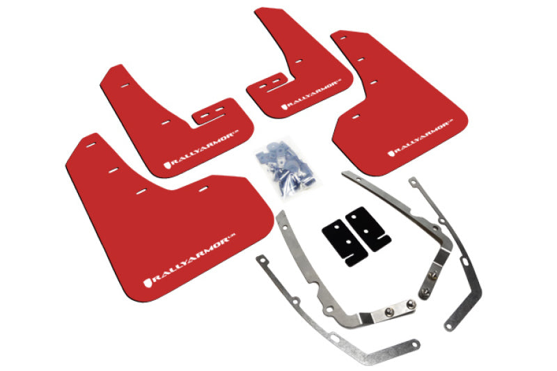 Rally Armor MF37-UR-RD/WH 15-21 MKVII VW Golf/GTI Red UR Mud Flap w/White Logo