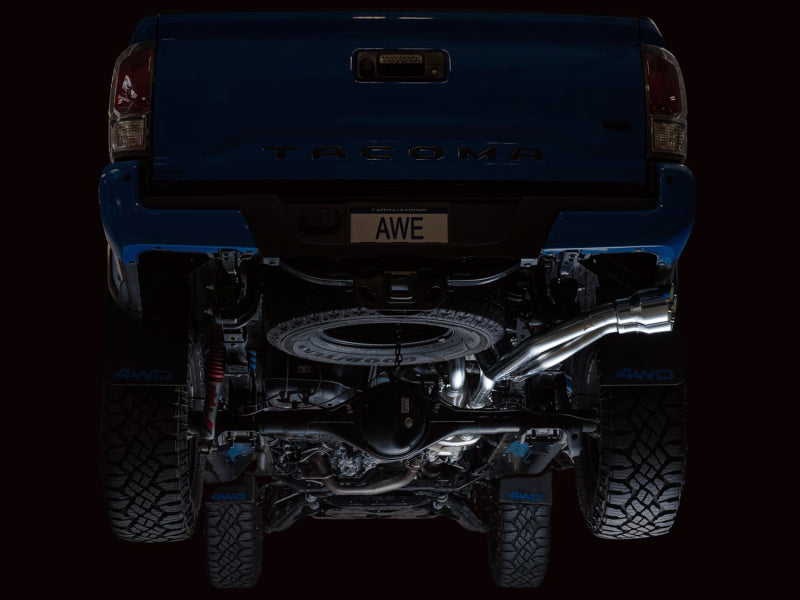 AWE Tuning 3015-32826 AWE 16-22 Toyota Tacoma 0FG Catback Exhaust w/ BashGuard - Dual Chrome Silver Tips