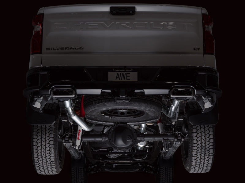 AWE Tuning 3015-31202 AWE 4th Gen GM 1500 6.2L Catback Split Rear Exit (w/ Bumper Cutouts) - OE Tips