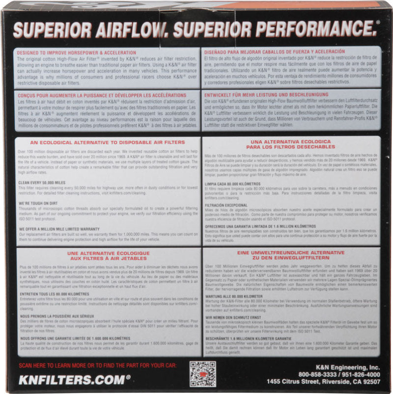 K&N Engineering 33-2413 K&N 09+ Nissan GTR Drop In Air Filter