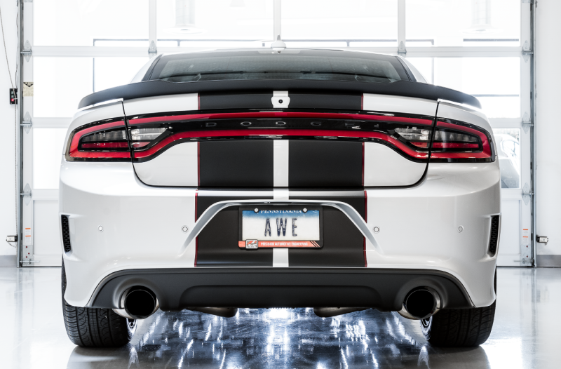 AWE Tuning 3020-33070 2015+ Dodge Charger 6.4L/6.2L Non-Resonated Touring Edition Exhaust - Diamond Blk Tips
