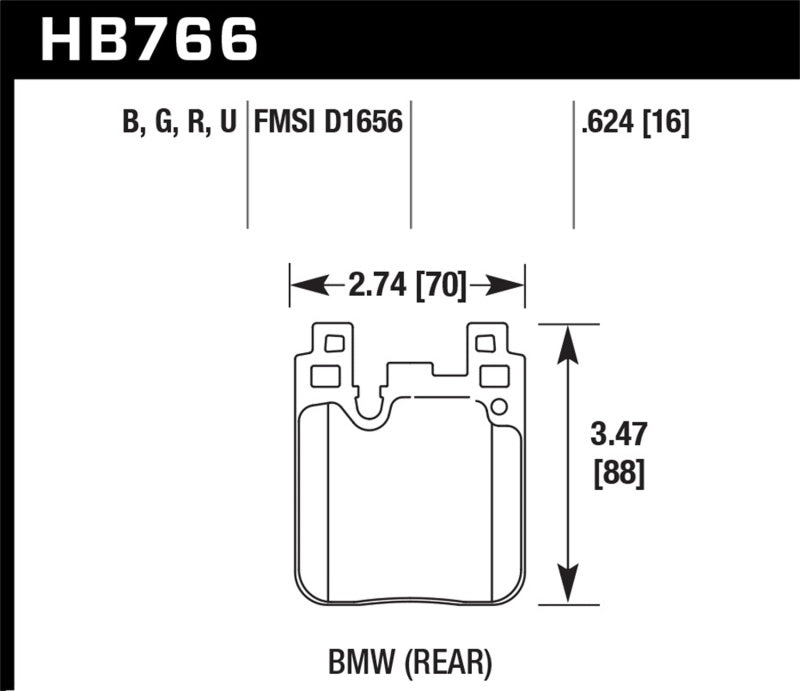 Hawk Performance HB766U.624 Hawk BMW M4 DTC-70 Race Rear Brake Pads