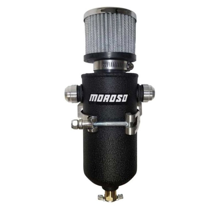 Moroso 85752 10AN Male Fittings Catch Can Breather Tank - Black Powder Coat