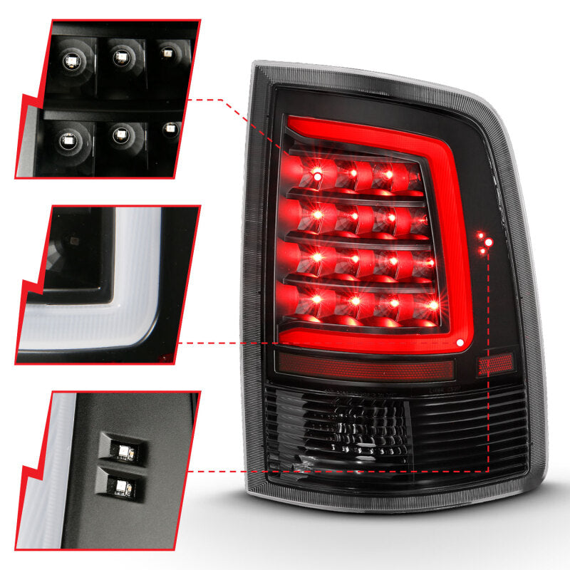 ANZO 311318 2009-2018 Dodge RAM 1500 LED Taillight Plank Style Black w/Clear Lens