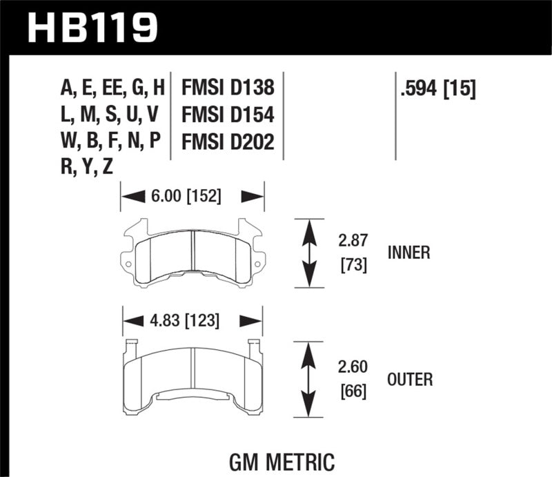 Hawk Performance HB119B.594 Hawk 1978-1979 Buick Century Custom HPS 5.0 Front Brake Pads