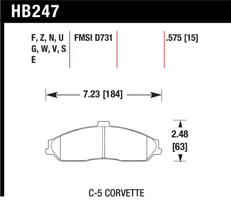 Hawk Performance HB247W.575 Hawk 04-09 Cadillac XLR / 01-04 Corvette Z06/ 05-06 Pontiac GTO DTC-30 Race Front Brake Pads