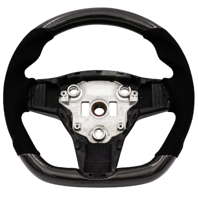 BLOX Racing BXSW-60010-B Tesla Model 3 and Y Carbon/Alcantara Steering Wheel Black Stitching