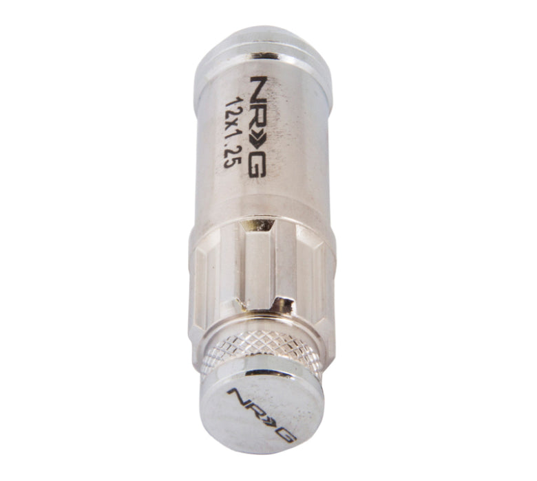 NRG LN-LS710SL-21 700 Series M12 X 1.25 Steel Lug Nut w/Dust Cap Cover Set 21 Pc w/Locks & Lock Socket - Silver
