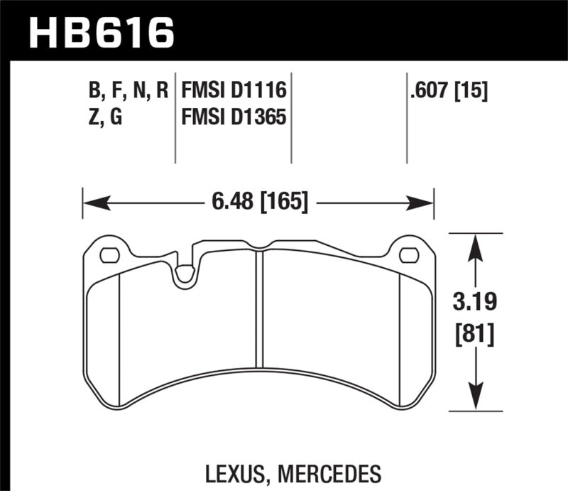 Hawk Performance HB616G.607 Hawk 08-11 Lexus IS-F / 05-06 M Benz CLK55 AMG / 07-08 CLK63 AMG DTC-60 Race Front Brake Pads