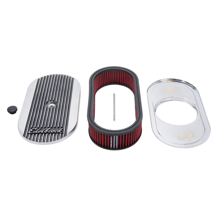 Edelbrock 4273 Air Cleaner Elite II Oval Single 4-Bbl Carb 2 5In Red Element Polished
