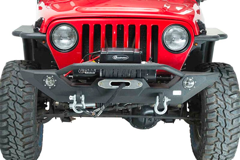 Fishbone Offroad FB22016 87-06 Jeep TJ/YJ Wrangler TJ/YJ Steel Front Bumper W/LEDs - Blk Textured Powercoat