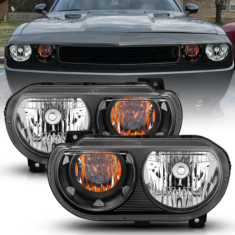 ANZO 121526 2008-2014 Dodge Challenger Crystal Headlights Black