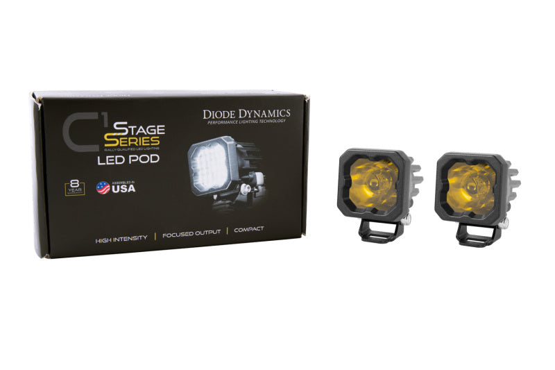 Diode Dynamics DD6443P Stage Series C1 LED Pod Sport - Yellow Wide Standard ABL (Pair)