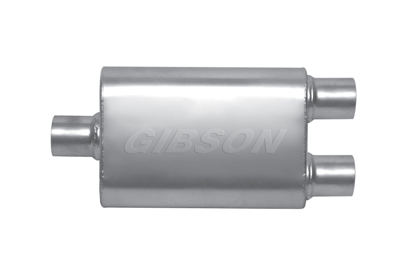 Gibson BM0109 MWA Superflow Center/Dual Oval Muffler - 4x9x14in/3in Inlet/2.5in Outlet - Stainless