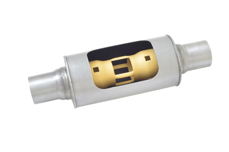 Gibson BM0114 MWA Superflow Center/Center Round Muffler - 5x10in/3in Inlet/3in Outlet - Stainless
