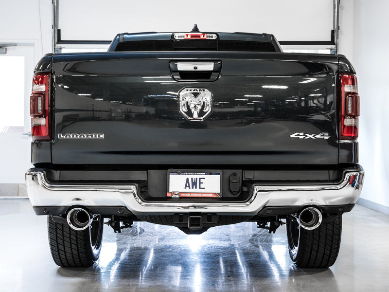 AWE Tuning 3015-32005 19-21 RAM 1500 5.7L (w/Cutouts) 0FG Dual Rear Exit Cat-Back Exhaust - Chrome Silver Tips