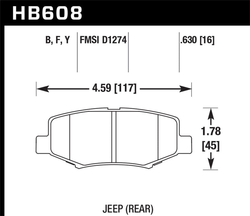 Hawk Performance HB608B.630 Hawk 2007-2011 Dodge Nitro R/T HPS 5.0 Rear Brake Pads