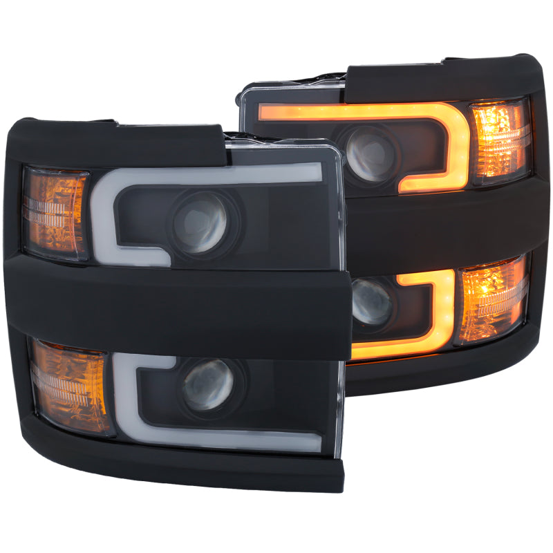 ANZO 111364 Projector Headlights 15-17 Chevrolet Silverado 2500HD / 3500HD Black w/ Black Rim
