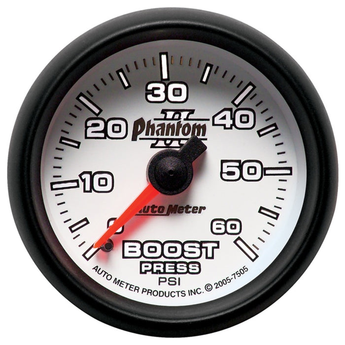 AutoMeter 7505 Autometer Phantom II 52.4mm Mechanical 0-60 PSI Boost Gauge