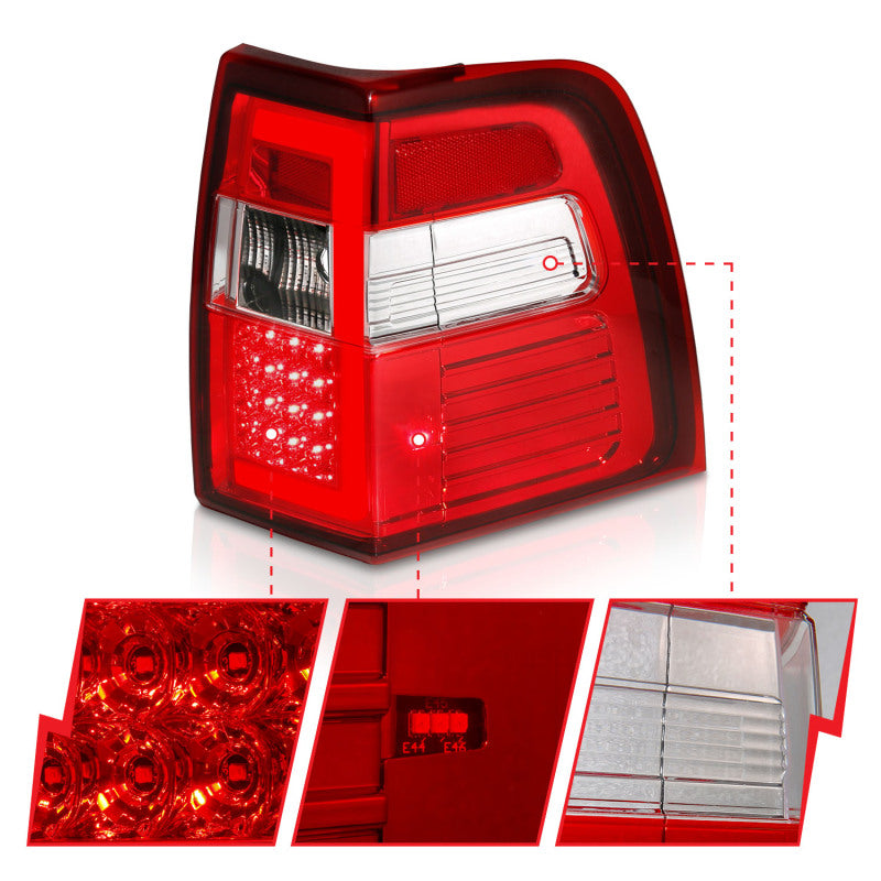 ANZO 311410 07-17 For Expedition LED Taillights w/ Light Bar Chrome Housing Red/Clear Lens