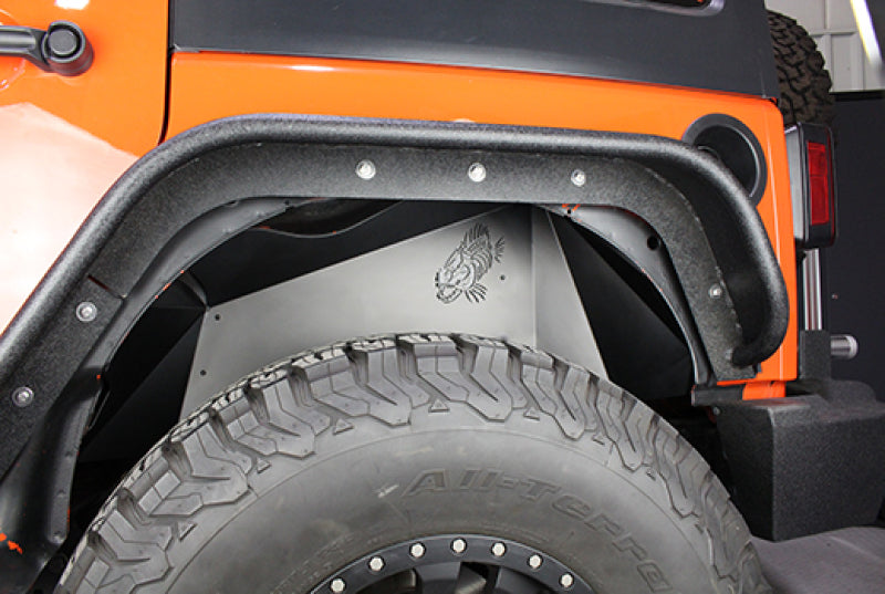 Fishbone Offroad FB33073 07-18 Jeep Wrangler JK Logo Aluminum Inner Fenders - Black Powdercoat