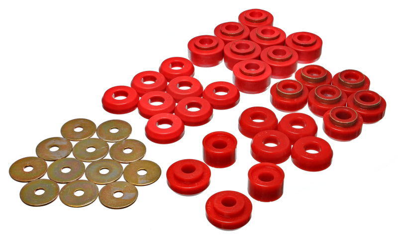 Energy Suspension 3.4136R Chevrolet 4 door Red Body Mounts (Recommended for Police/Taxi/Race)