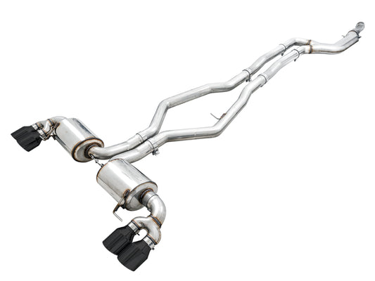 AWE Tuning 3015-43156 2019+ BMW M340i (G20) Non-Resonated Touring Edition Exhaust - Quad Diamond Black Tips