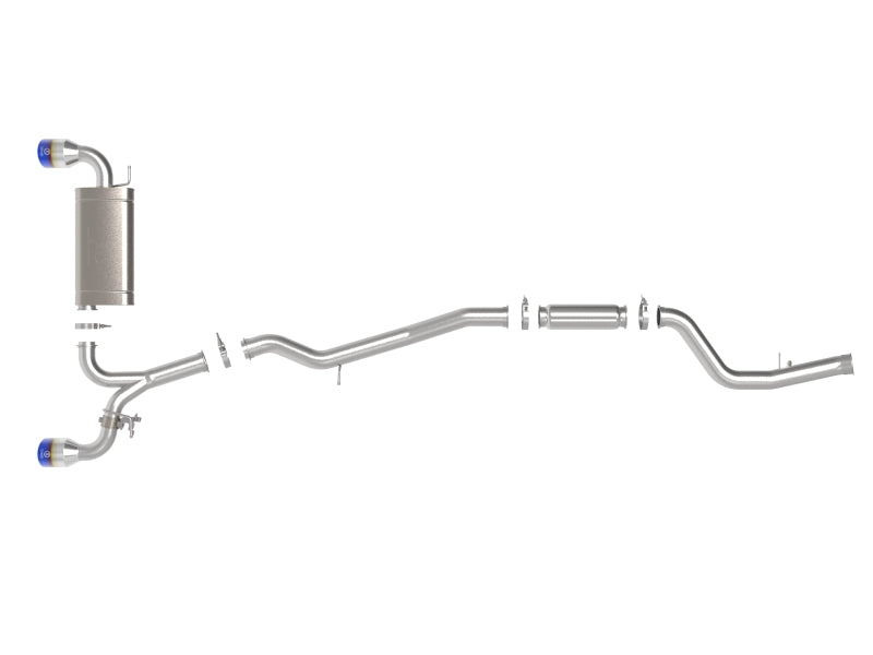 aFe 49-36050-L POWER Takeda 2021 Toyota Supra 2.0L (t) 2.5in-3in 304 SS CB Exhaust w/ Blue Tips