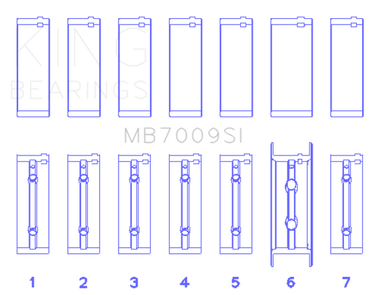 King Engine Bearings MB7009SI 89-15 Dodge Cummins Diesel 5.9L 6.7L Inline 6 Main Bearing Set - Size STD
