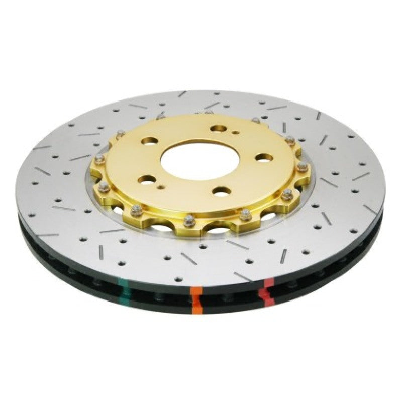 DBA DBA52224V2GLDXS 08-17 Mitsubishi Evo X Front Drilled & Slotted 5000 Series 2 Piece Rotor w/ Gold Hat